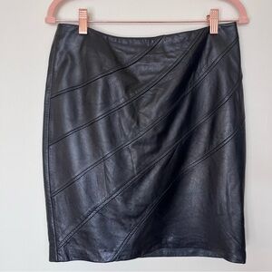 Womens Black Leather Pencil Skirt Size 6 Chevron‎ Biker Grunge Edgy Cyberpunk